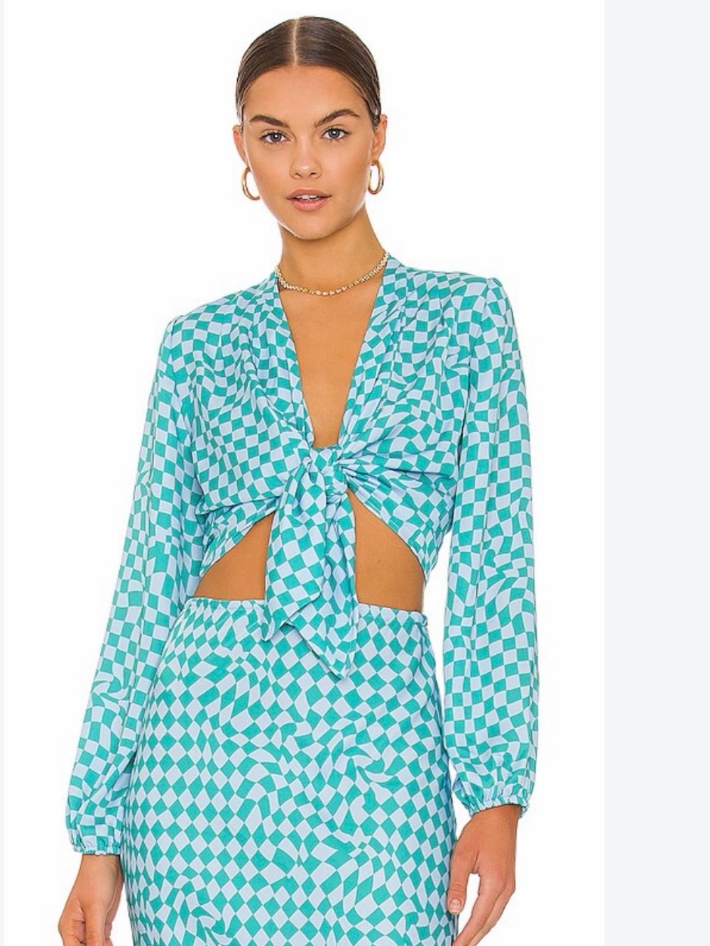 REVOLVE RESA Luna Top in color RIO long sleeve tie shirt NWT size medium
